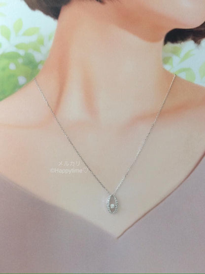 Mikimoto K18 gold diamond tremolo necklace pendant with 0.36 carats diamonds and 43 cm chain
