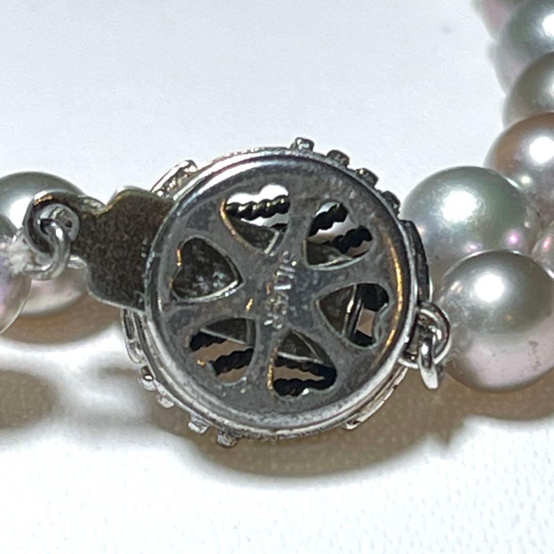 Gray Akoya pearl necklace 6.0-6.4mm round pearls 43 cm length with silver stamp