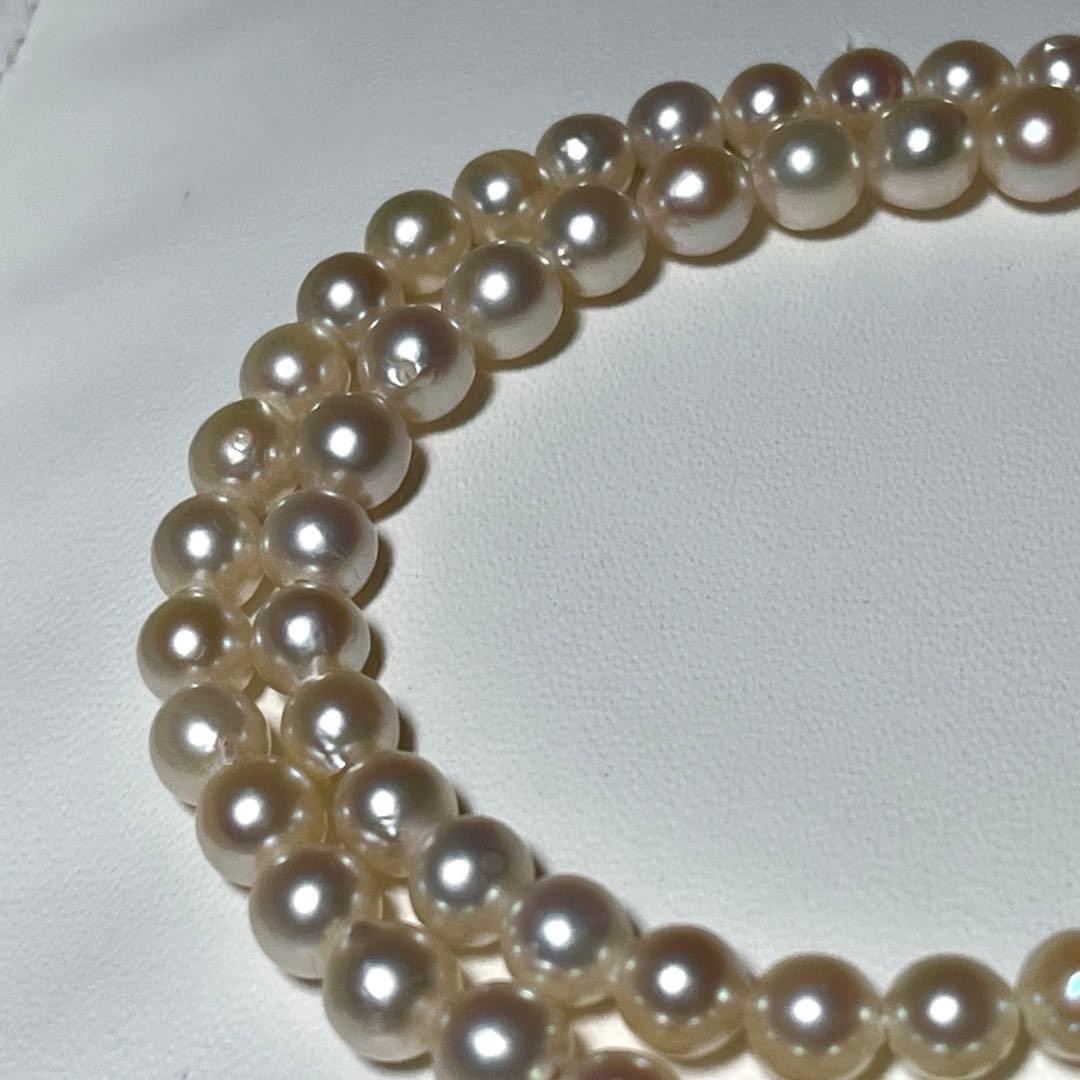 Korunkansousai Akoya pearl necklace 4.8-6.0mm semi-round white pearls on 40cm silver chain