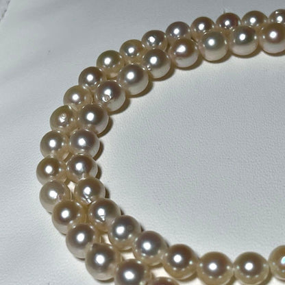 Korunkansousai Akoya pearl necklace 4.8-6.0mm semi-round white pearls on 40cm silver chain