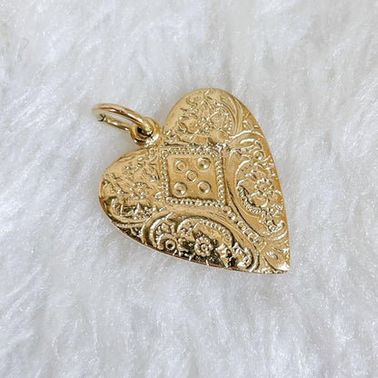 Agete K9 heart-shaped yellow gold necklace charm 9KT