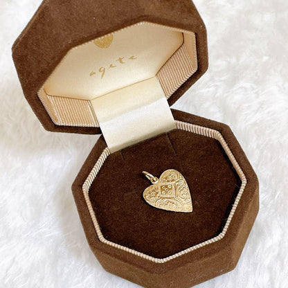 Agete K9 heart-shaped yellow gold necklace charm 9KT