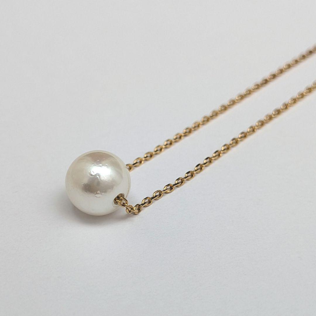 SV925 Akoya pearl necklace with a single 7.5 to 8mm pearl and silver 925 gold color clasp