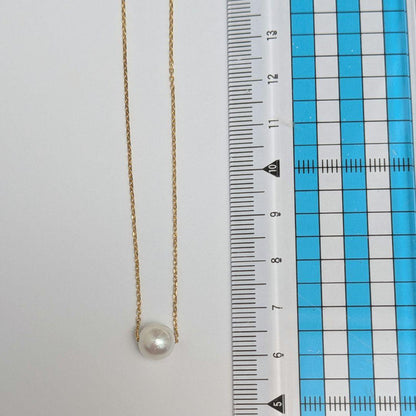 SV925 Akoya pearl necklace with a single 7.5 to 8mm pearl and silver 925 gold color clasp