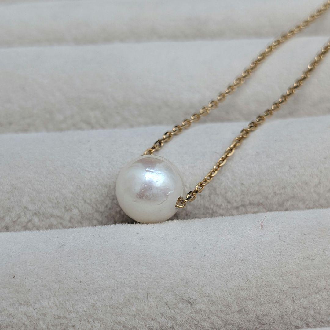 SV925 Akoya pearl necklace with a single 7.5 to 8mm pearl and silver 925 gold color clasp