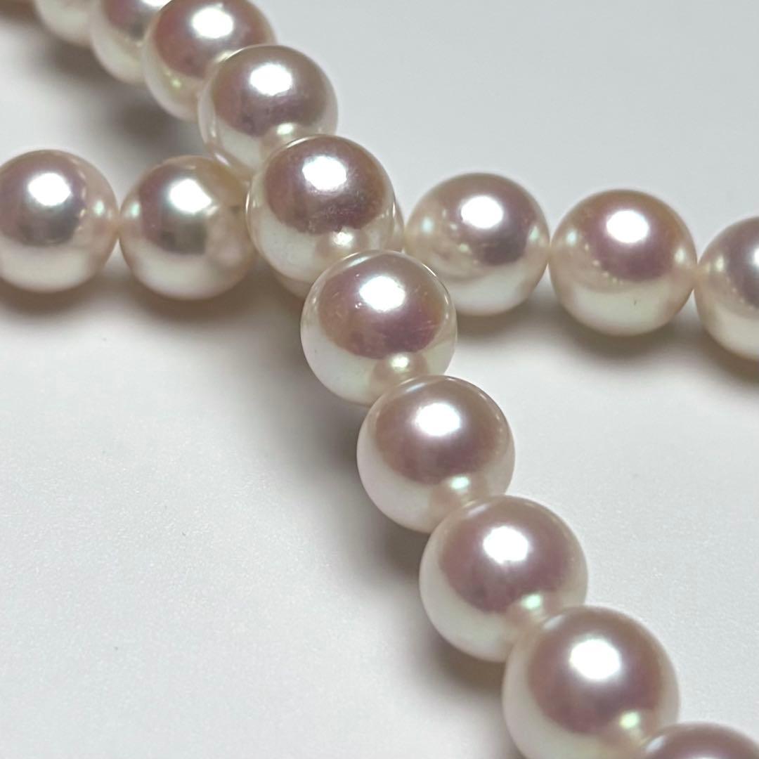 Aurora Rosé Akoya Pearl Necklace with 8.0mm large white pearls and silver clasp, 42cm length