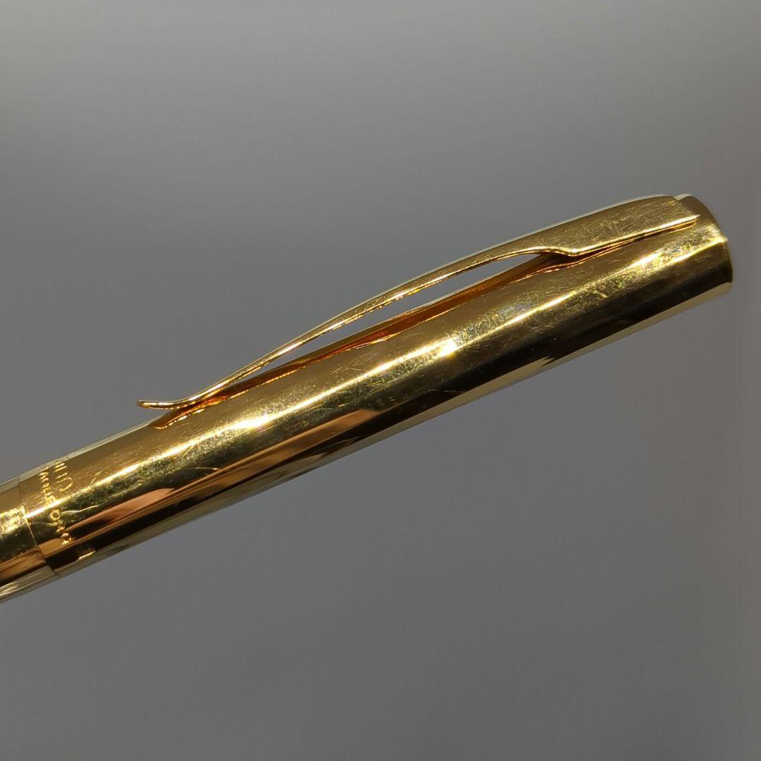 Waterman Torsade ballpoint pen from the 1970s with gold-plated spiral pattern and W monogram on ring