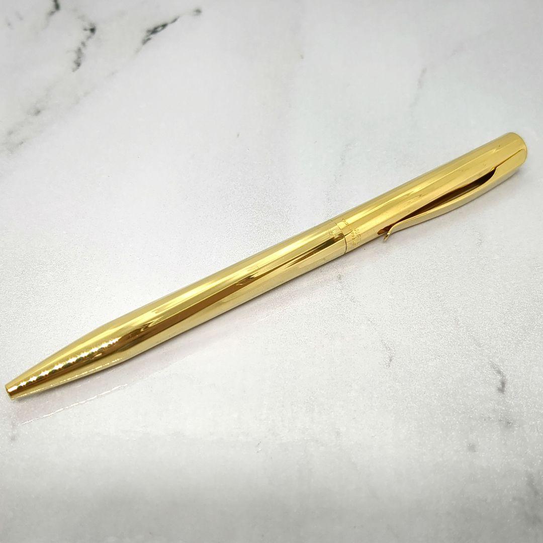Waterman Torsade ballpoint pen from the 1970s with gold-plated spiral pattern and W monogram on ring