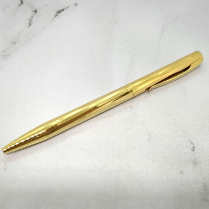 Waterman Torsade ballpoint pen from the 1970s with gold-plated spiral pattern and W monogram on ring