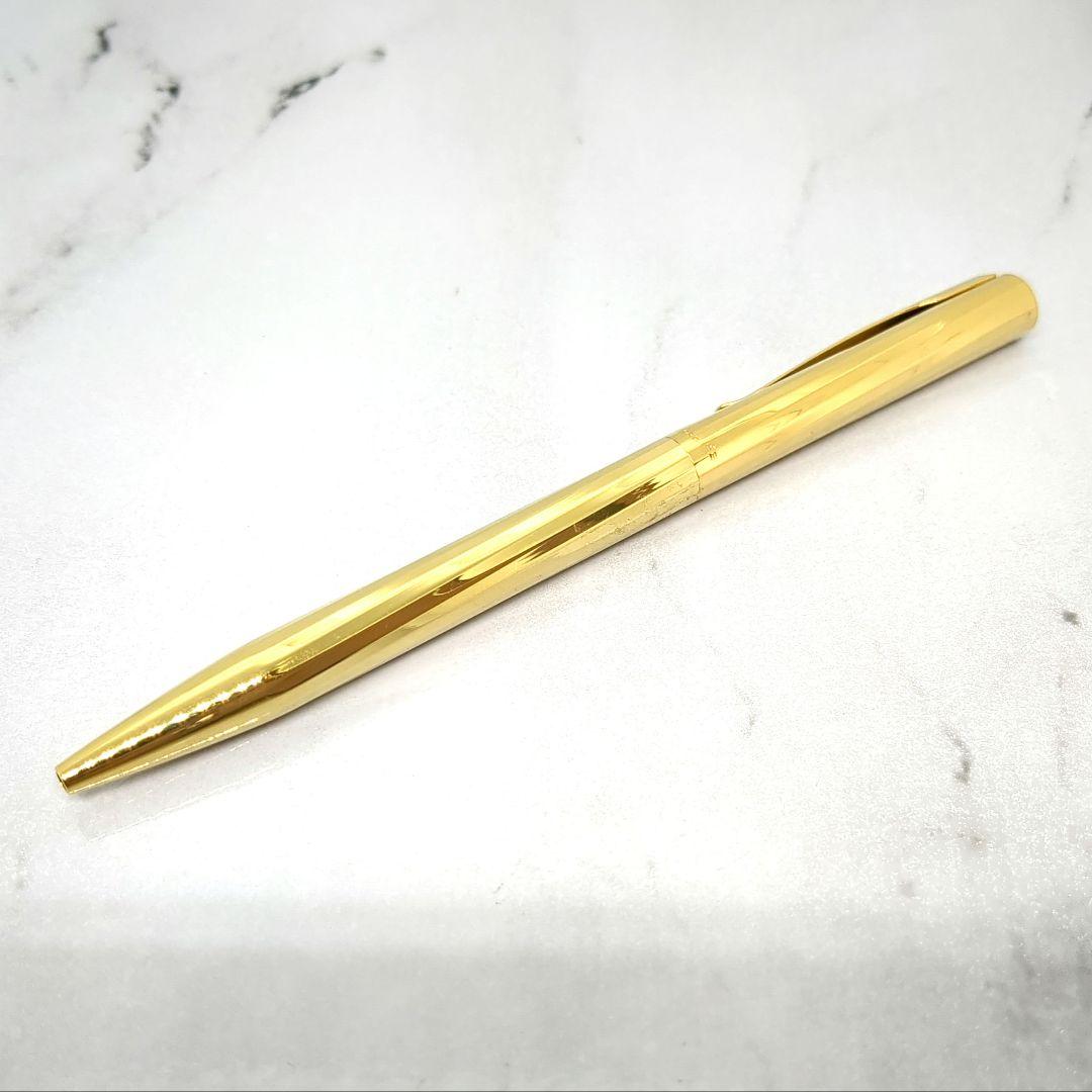 Waterman Torsade ballpoint pen from the 1970s with gold-plated spiral pattern and W monogram on ring