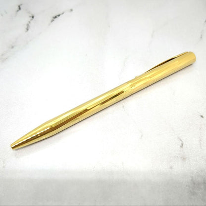 Waterman Torsade ballpoint pen from the 1970s with gold-plated spiral pattern and W monogram on ring