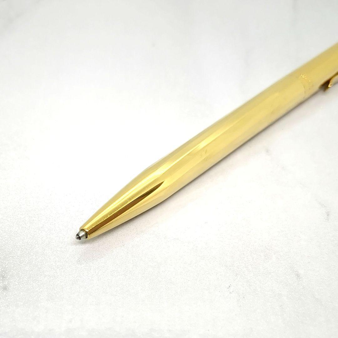 Waterman Torsade ballpoint pen from the 1970s with gold-plated spiral pattern and W monogram on ring