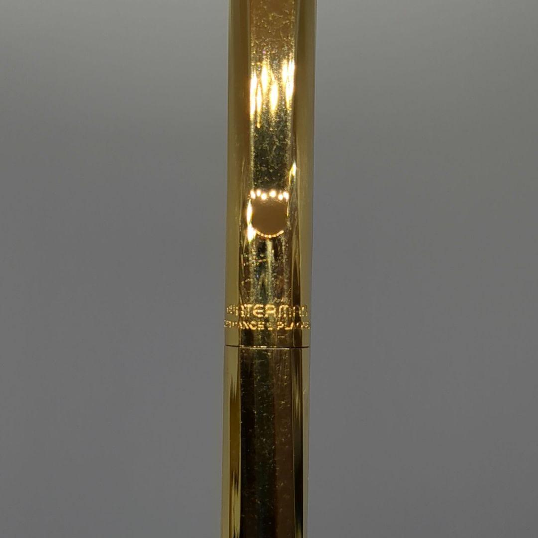 Waterman Torsade ballpoint pen from the 1970s with gold-plated spiral pattern and W monogram on ring