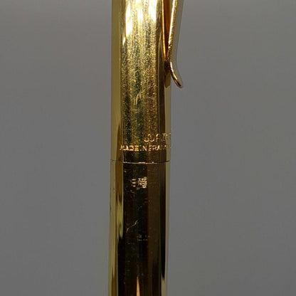Waterman Torsade ballpoint pen from the 1970s with gold-plated spiral pattern and W monogram on ring