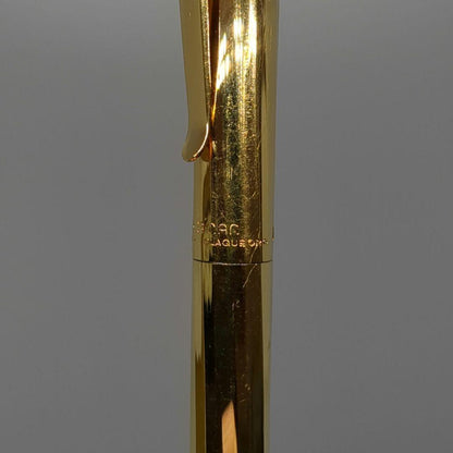 Waterman Torsade ballpoint pen from the 1970s with gold-plated spiral pattern and W monogram on ring