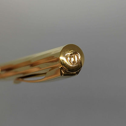 Waterman Torsade ballpoint pen from the 1970s with gold-plated spiral pattern and W monogram on ring