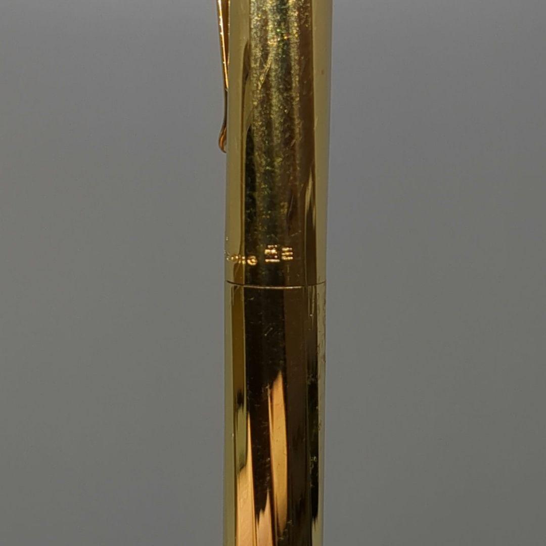 Waterman Torsade ballpoint pen from the 1970s with gold-plated spiral pattern and W monogram on ring