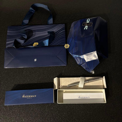WATERMAN Paris silver metal ballpoint pen new unused with paper bag packaging