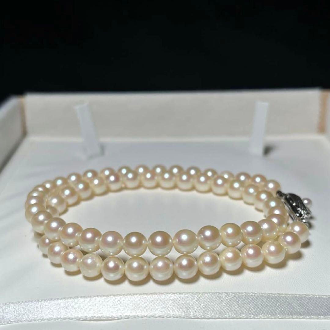 Akoya Pearl Genuine 6.0-6.4mm white round pearls silver necklace length 42 cm model M763