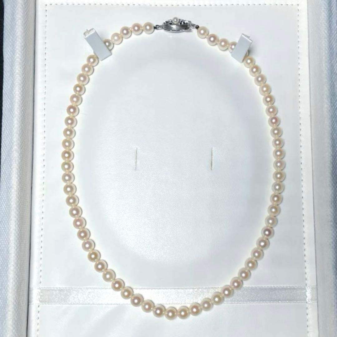 Akoya Pearl Genuine 6.0-6.4mm white round pearls silver necklace length 42 cm model M763