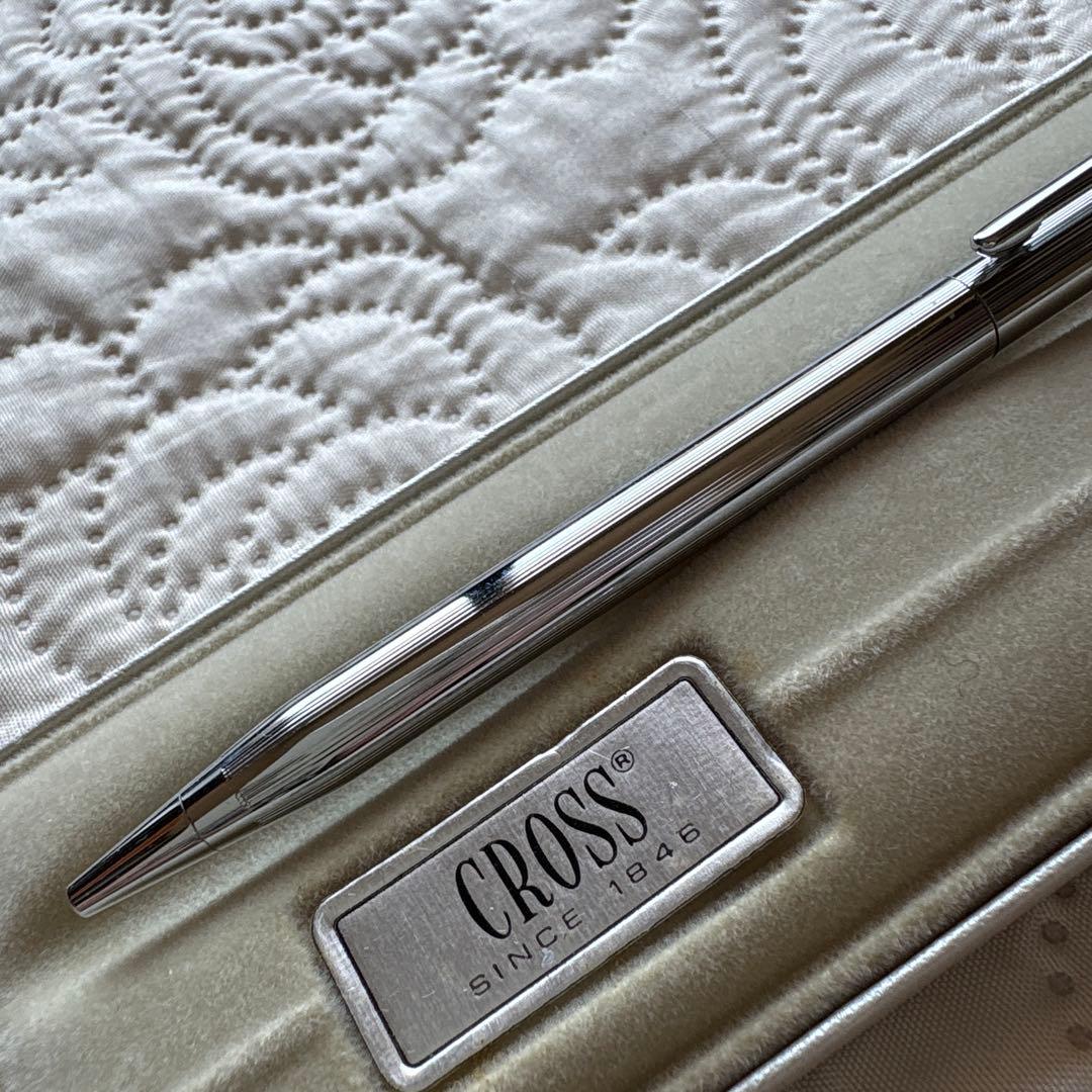 Cross Ballpoint Pen model 3502 silver chrome vintage rare USA with case and manual
