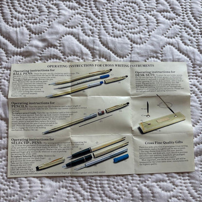 Cross Ballpoint Pen model 3502 silver chrome vintage rare USA with case and manual