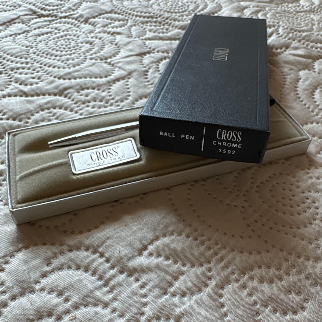 Cross Ballpoint Pen model 3502 silver chrome vintage rare USA with case and manual