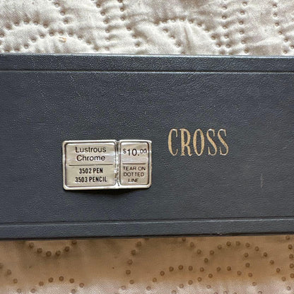 Cross Ballpoint Pen model 3502 silver chrome vintage rare USA with case and manual