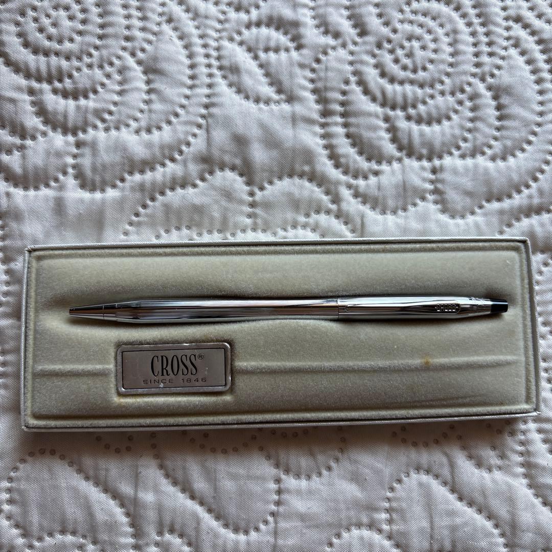 Cross Ballpoint Pen model 3502 silver chrome vintage rare USA with case and manual
