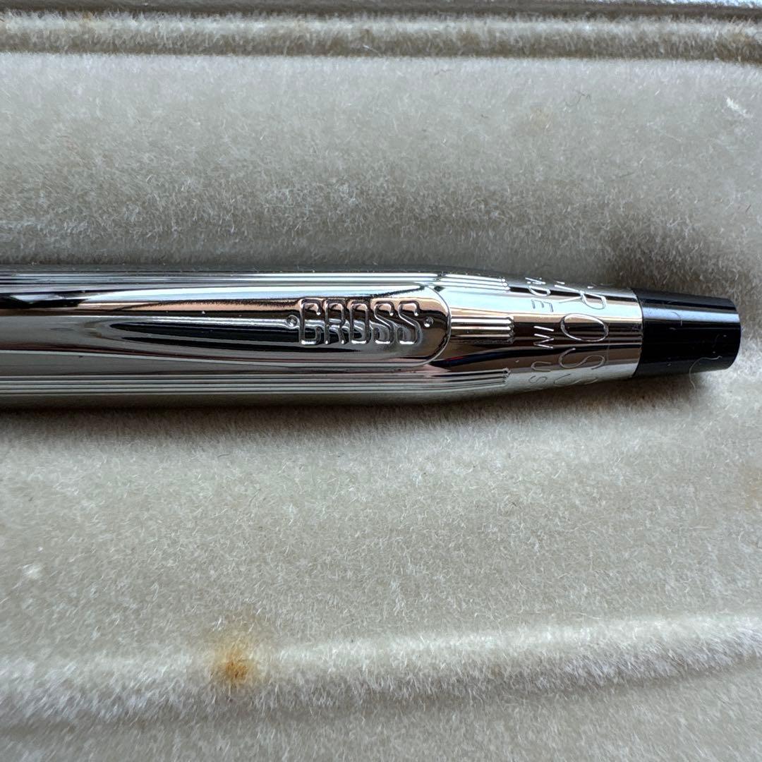 Cross Ballpoint Pen model 3502 silver chrome vintage rare USA with case and manual