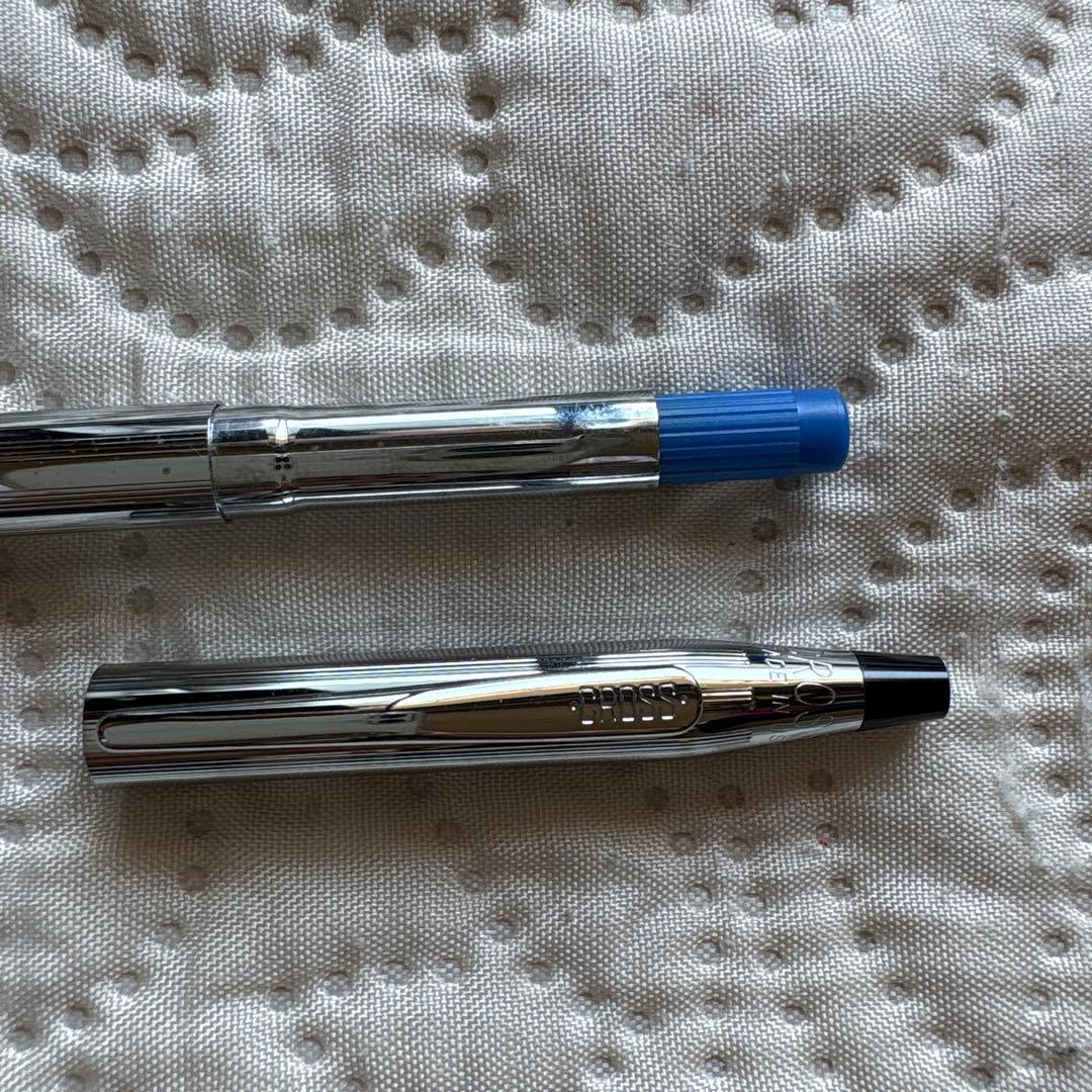 Cross Ballpoint Pen model 3502 silver chrome vintage rare USA with case and manual