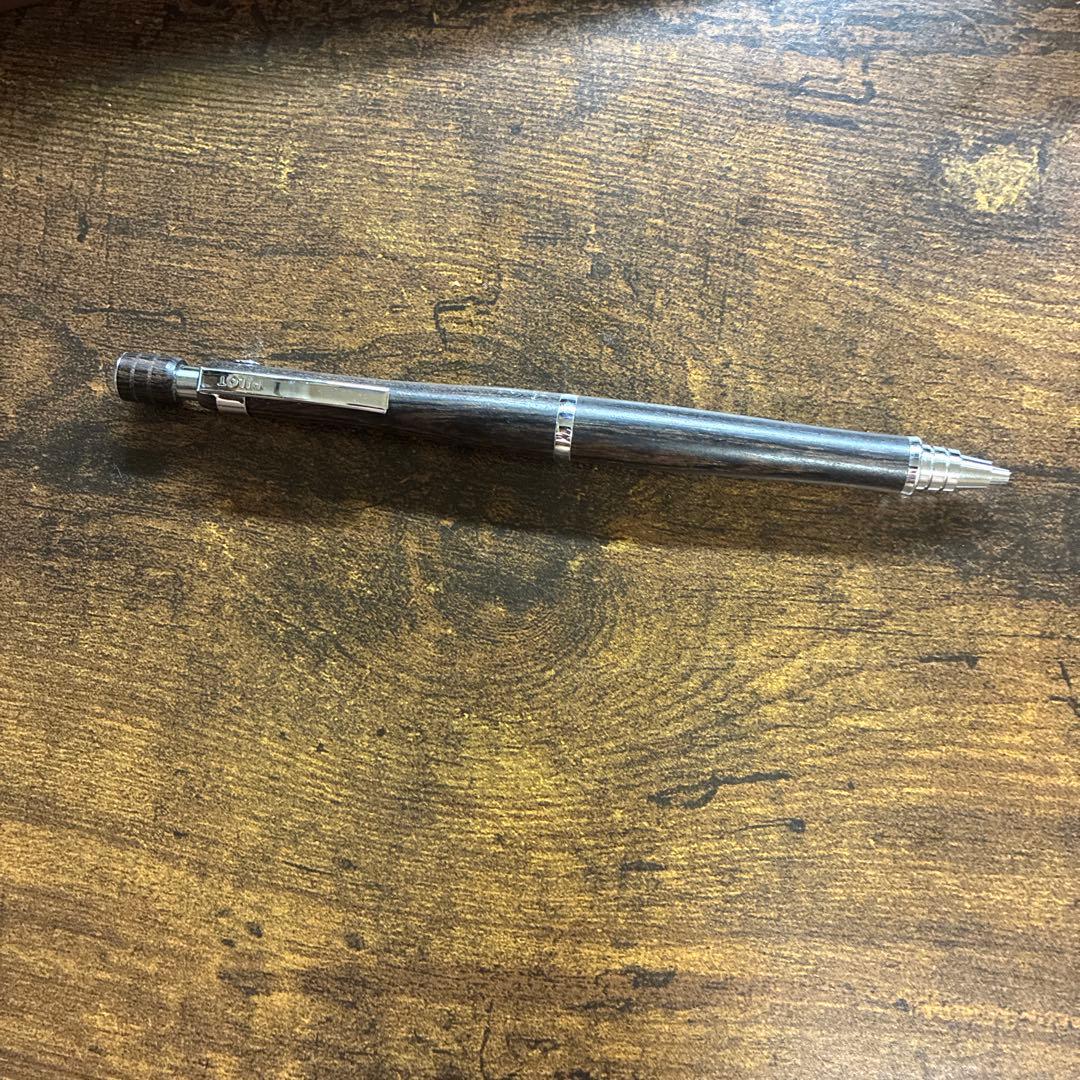 PILOT S30 mechanical pencil with 0.5mm lead and wood body shown with its body case