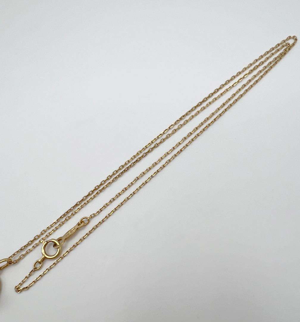 Mikimoto K18 yellow gold Akoya pearl heart pendant necklace with 40cm chain, weighing 3.03 grams