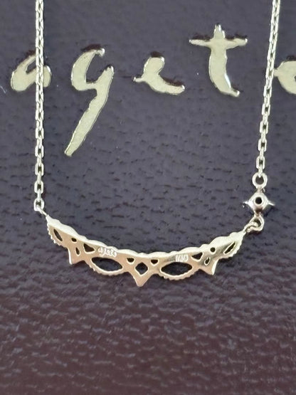 agete K10 gold necklace with blue sapphire filigree motif, 40cm length, elegant September birthstone jewelry