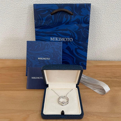 Mikimoto Pearl Circle Necklace featuring silver rhodium plated chain and 7.25mm Akoya pearls, 45cm long