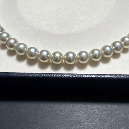 TASAKI Akoya Pearl Necklace with 7.5mm pearls, 42 cm length, displayed on white background