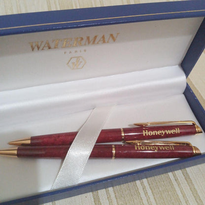 WATERMAN ballpoint pen and mechanical pencil 2-piece metal set with black case