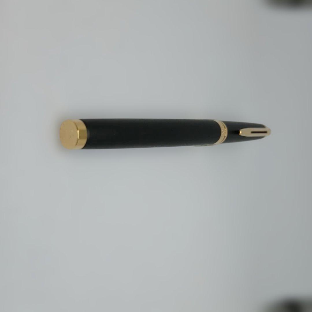 Waterman Matte Black Fountain Pen with fine nib and metal body displayed with case and instruction manual