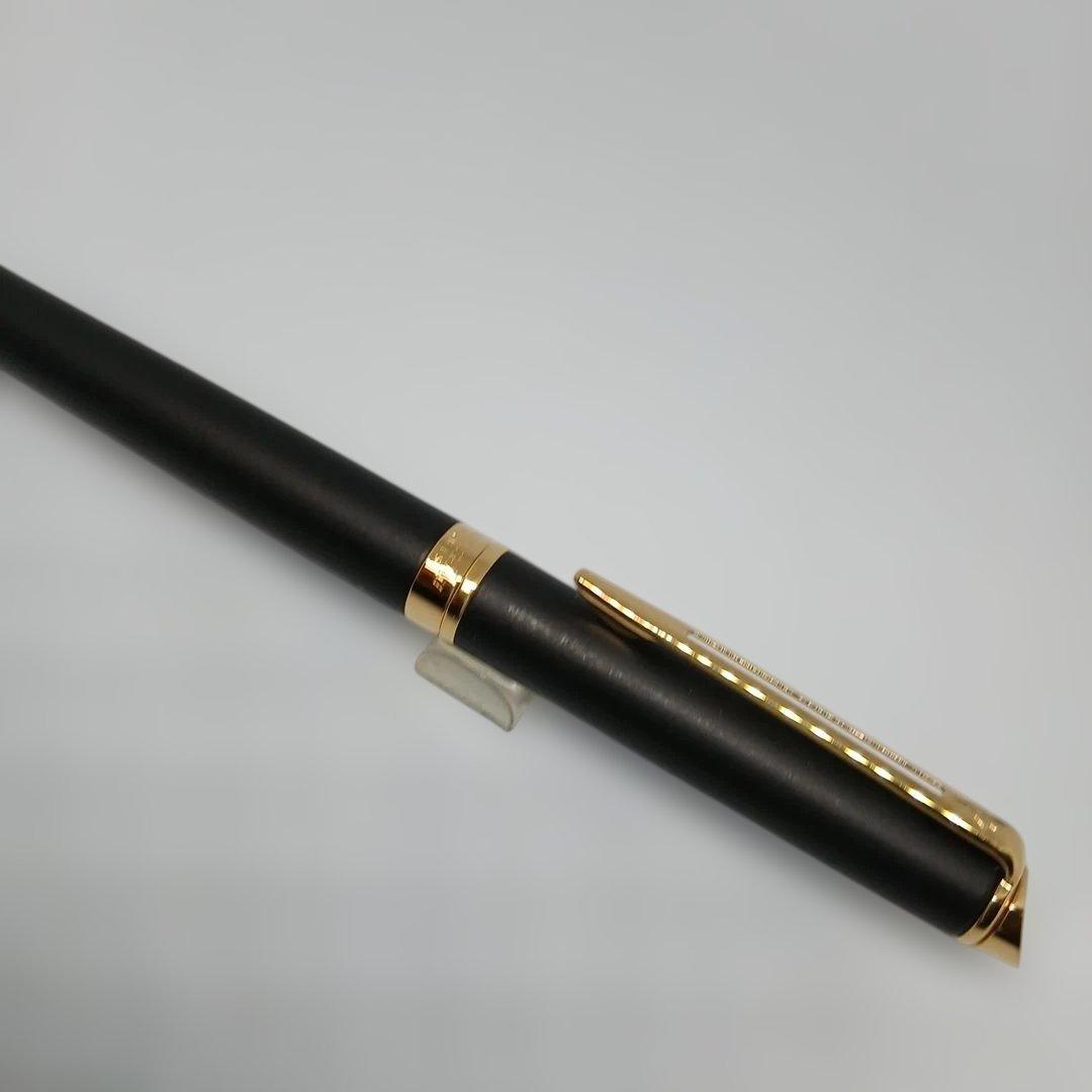 Waterman Matte Black Fountain Pen with fine nib and metal body displayed with case and instruction manual