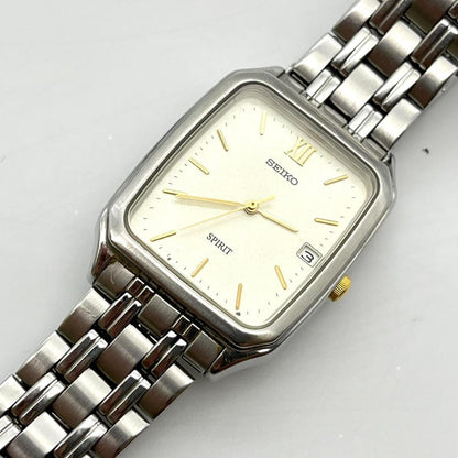 SEIKO SPIRIT レクタンギュラー デイト Quartz Men's Watch — Japanese