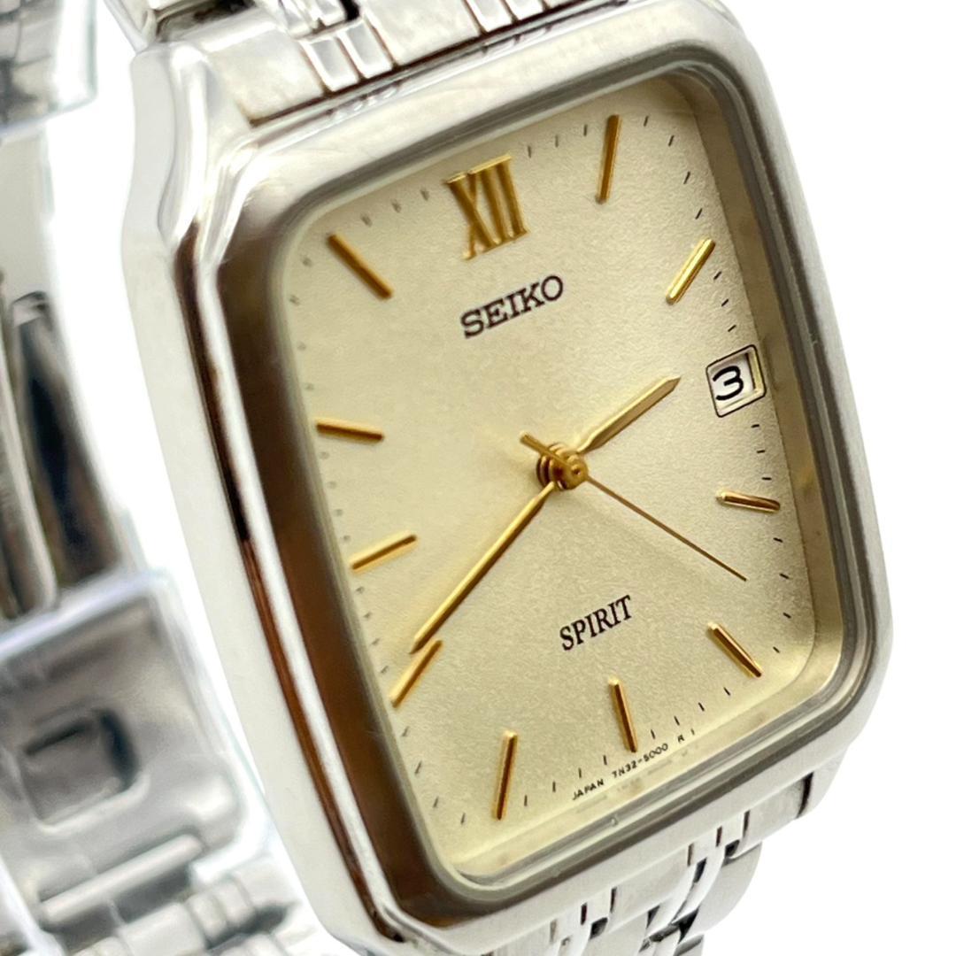 SEIKO SPIRIT レクタンギュラー デイト Quartz Men's Watch — Japanese