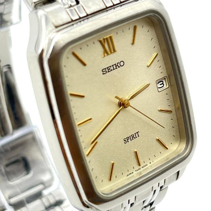 SEIKO SPIRIT レクタンギュラー デイト Quartz Men's Watch — Japanese