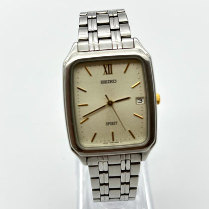 SEIKO SPIRIT レクタンギュラー デイト Quartz Men's Watch — Japanese