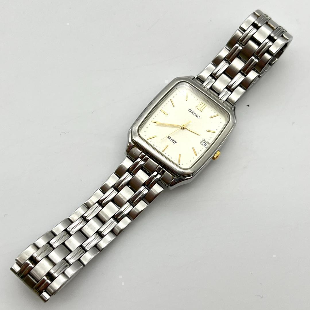 SEIKO SPIRIT レクタンギュラー デイト Quartz Men's Watch — Japanese