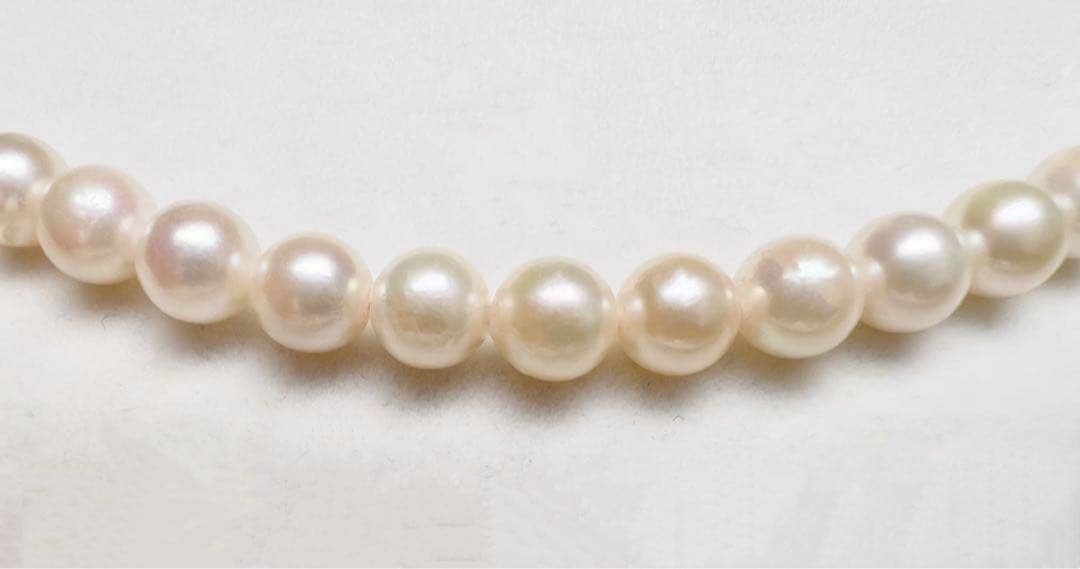 Akoya Pearl Necklace 42cm with 6.5-7.0mm unbleached pearls and silver S925 clasp on stainless steel wire