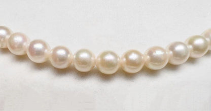 Akoya Pearl Necklace 42cm with 6.5-7.0mm unbleached pearls and silver S925 clasp on stainless steel wire