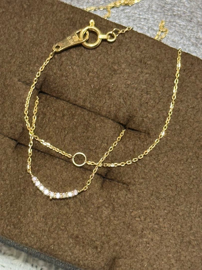 Agete K18 necklace with 0.04 carat diamond pendant in 18 karat gold