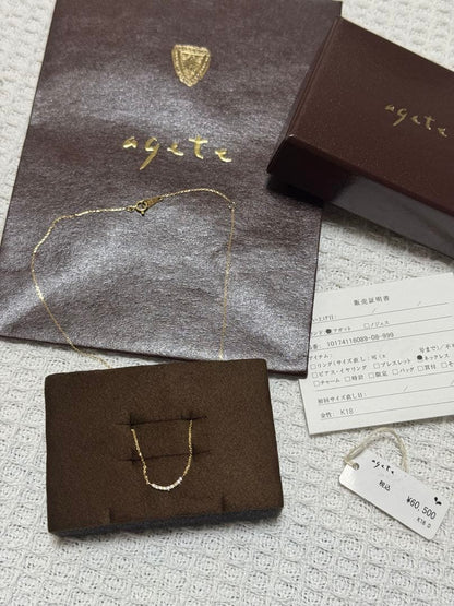 Agete K18 necklace with 0.04 carat diamond pendant in 18 karat gold