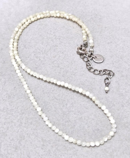 Agete Pearl Silver Necklace 42733 with 41cm length, featuring pearls on a silver chain, shown against white background