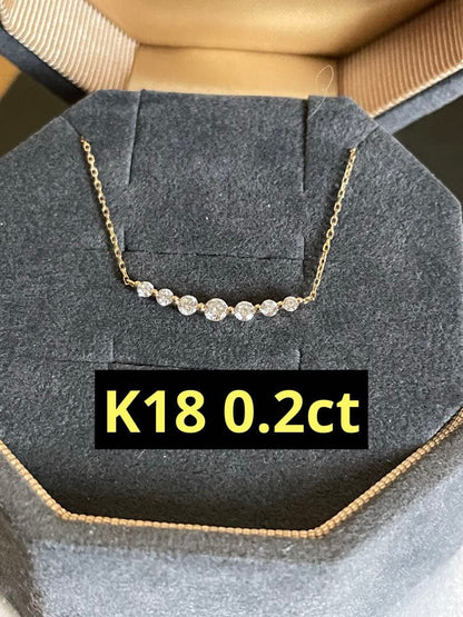 Agete K18 gold necklace with 0.2 carat diamond pendant on a 40 cm chain